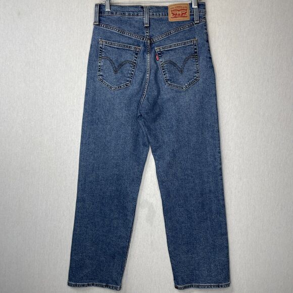 Levi's Womens Blue Denim Jeans Size 28 Buttonfly Ribcage Straight Ankle Stretch - Picture 3 of 13